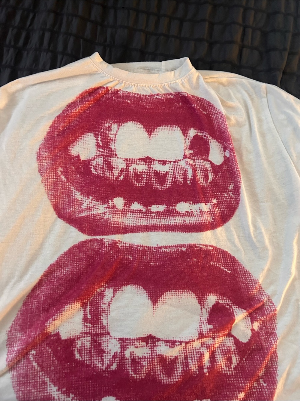 Graphic White Tee with Bold Pink Lips